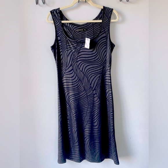 Mesmerize textured relief striped black mini dress - Picture 1 of 4